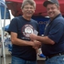 Dan Lovullo pictured left of Campbell Hall, is presented the game tickets for the NY Giants vs Denver Broncos football game by Grand Knight Kevin Strommer. 